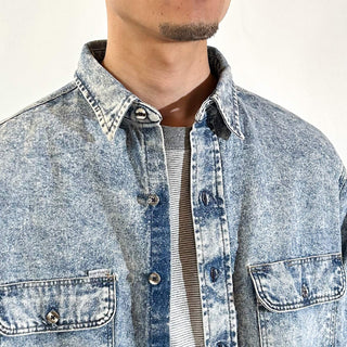 80's "made in USA" Carhartt ケミカルウォッシュ デニム L/Sシャツ