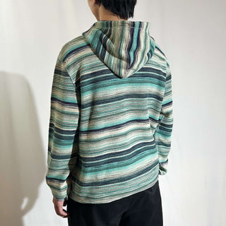 90's～00's リバーシブル マルチボーダー×グレー スウェット パーカ