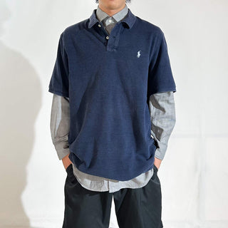 00's RALPH LAUREN メランジ ニット S/Sポロシャツ