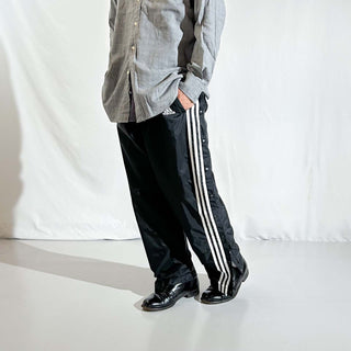 90's adidas team ブラック ドローコード スナップ パンツ