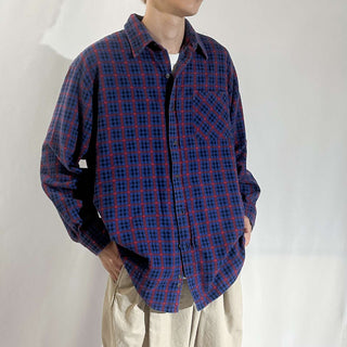 00's PURITAN レギュラーカラー チェック プリント ネル L/Sシャツ