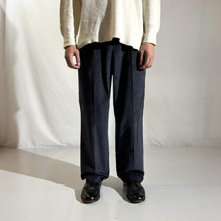 90's～ "deadstock" LANDS' END ２タック コーデュロイ パンツ (TRUENAVY 33×30)