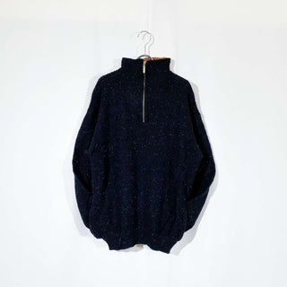 90's〜 ALPS ポケット付 カラーネップ ハーフジップ ニット セーター