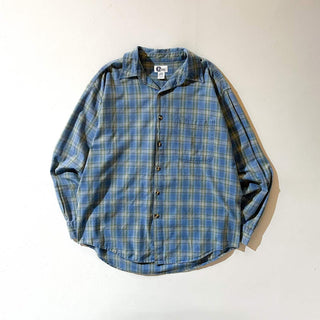 00's Arizona オンブレ風 チェック ボタンダウン L/Sシャツ