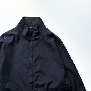 00's DKNY ブラック ナイロン×コットン 比翼 ダブルジップ シェル ジャケット