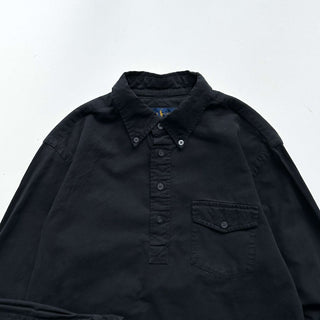 00's RALPH LAUREN ブラック ３点留め ハーフボタン  L/Sシャツ