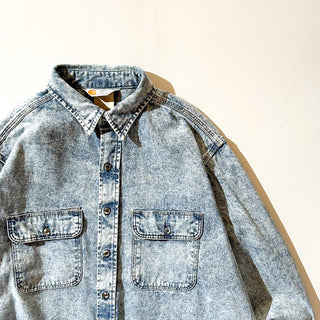 80's "made in USA" Carhartt ケミカルウォッシュ デニム L/Sシャツ