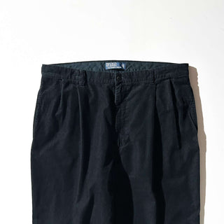 90's～ "made in SINGAPORE" OLD RALPH LAUREN ブラック 2タック コーデュロイ パンツ