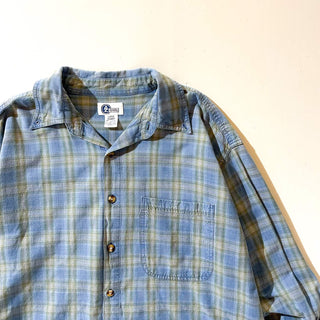 00's Arizona オンブレ風 チェック ボタンダウン L/Sシャツ