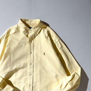 90's～ OLD RALPH LAUREN クリームイエロー ボタンダウン L/Sシャツ