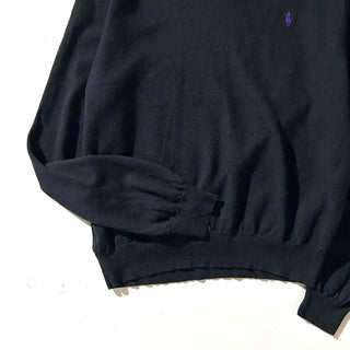 90's～ OLD RALPH LAUREN "merino wool" ブラック ニット L/Sポロシャツ