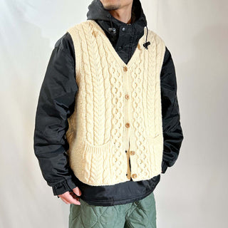 00's "made in IRELAND" john molloy アラン ニット ベスト