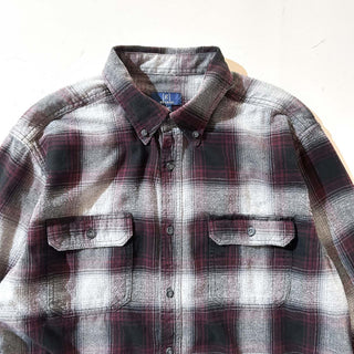 00's GEORGE ボタンダウン オンブレ風  L/Sネルシャツ