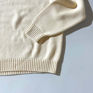 90's LANDS' END 無地 ドリフター Vネック ニット セーター (アイボリー)