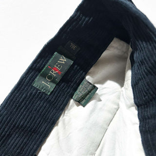 90's J.Crew ダークネイビー 2タック コーデュロイ ワイド パンツ