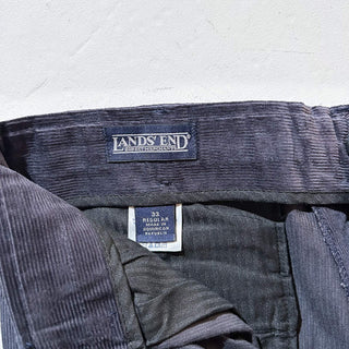 90's～ "deadstock" LANDS' END ２タック コーデュロイ パンツ (TRUENAVY 33×30)
