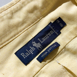 90's～ OLD RALPH LAUREN クリームイエロー ボタンダウン L/Sシャツ