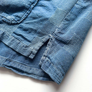 00's FREE ASSEMBLY インディゴブルー パッチワーク S/Sシャツ