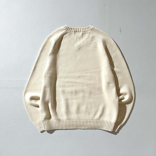 90's LANDS' END 無地 ドリフター Vネック ニット セーター (アイボリー)
