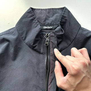 00's DKNY ブラック ナイロン×コットン 比翼 ダブルジップ シェル ジャケット