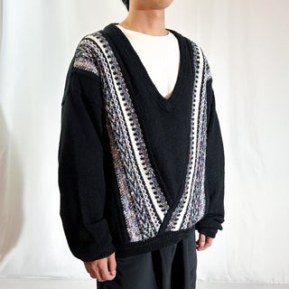 90's～00's CONCRETE デザイン Vネック ニット セーター
