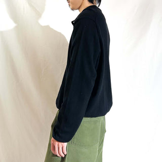 90's～ OLD RALPH LAUREN "merino wool" ブラック ニット L/Sポロシャツ
