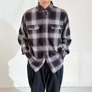00's GEORGE ボタンダウン オンブレ風  L/Sネルシャツ