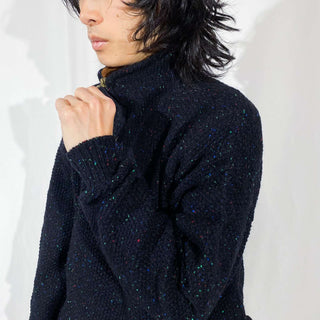 90's〜 ALPS ポケット付 カラーネップ ハーフジップ ニット セーター