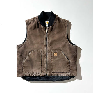 carhartt ブラウン フェード ボロ 裏キルティング ダック クラシック ベスト(XLARGE-REGULAR)