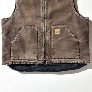 carhartt ブラウン フェード ボロ 裏キルティング ダック クラシック ベスト(XLARGE-REGULAR)