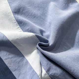 00's AXIST "Washable Silk" シルク 3トーン オープンカラー S/Sシャツ(ダスティブルー×ネイビー)