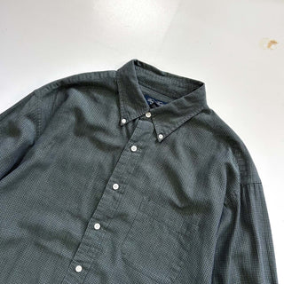 00's Brooks Brothers "woven in ITALY" チェック ボタンダウン L/Sシャツ(グリーングレー)