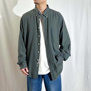 00's Brooks Brothers "woven in ITALY" チェック ボタンダウン L/Sシャツ(グリーングレー)