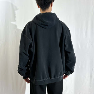 00's Champion "white stitch black body" 無地 スウェット パーカ