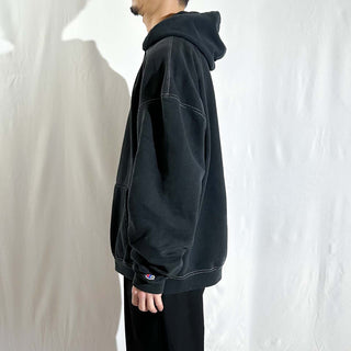 00's Champion "white stitch black body" 無地 スウェット パーカ