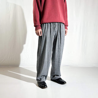 00's RBM ブラック×ホワイト ドローコード ワイド ストライプ パジャマ パンツ