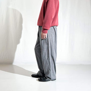 00's RBM ブラック×ホワイト ドローコード ワイド ストライプ パジャマ パンツ