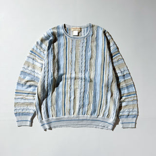 90's "made in ITALY" NORM THOMPSON 3D コットンニット セーター