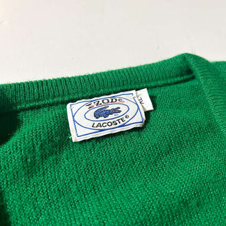80's IZOD LACOSTE アクリル Vネック ニット セーター(グリーン)
