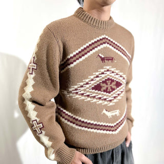 70's JCPenney 総柄 オーロンアクリル 馬 アニマル ニット セーター