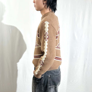 70's JCPenney 総柄 オーロンアクリル 馬 アニマル ニット セーター