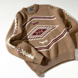 70's JCPenney 総柄 オーロンアクリル 馬 アニマル ニット セーター