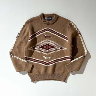 70's JCPenney 総柄 オーロンアクリル 馬 アニマル ニット セーター