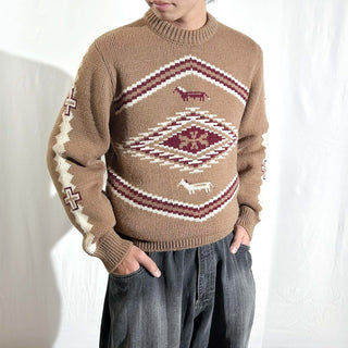 70's JCPenney 総柄 オーロンアクリル 馬 アニマル ニット セーター