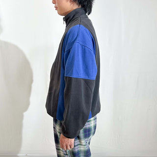 90's BLAIR 2トーン ポケット付き フルジップ スウェット シャツ