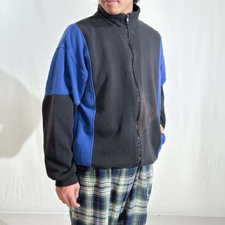 90's BLAIR 2トーン ポケット付き フルジップ スウェット シャツ