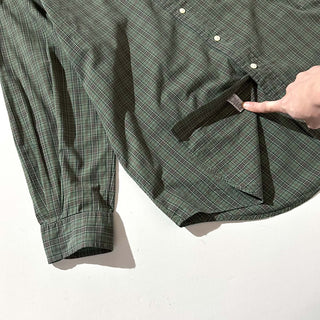 90's～ OLD Ralph Lauren "classic fit" グリーン×オレンジ チェック ボタンダウン L/Sシャツ