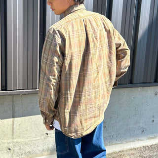 90's～ RALPH LAUREN ブラウン コットンツイル チェック ボタンダウン L/Sシャツ