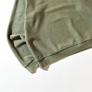 00's Lands' End オリーブ 鹿の子 前V 無地 スウェット シャツ
