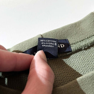 00's Lands' End オリーブ 鹿の子 前V 無地 スウェット シャツ